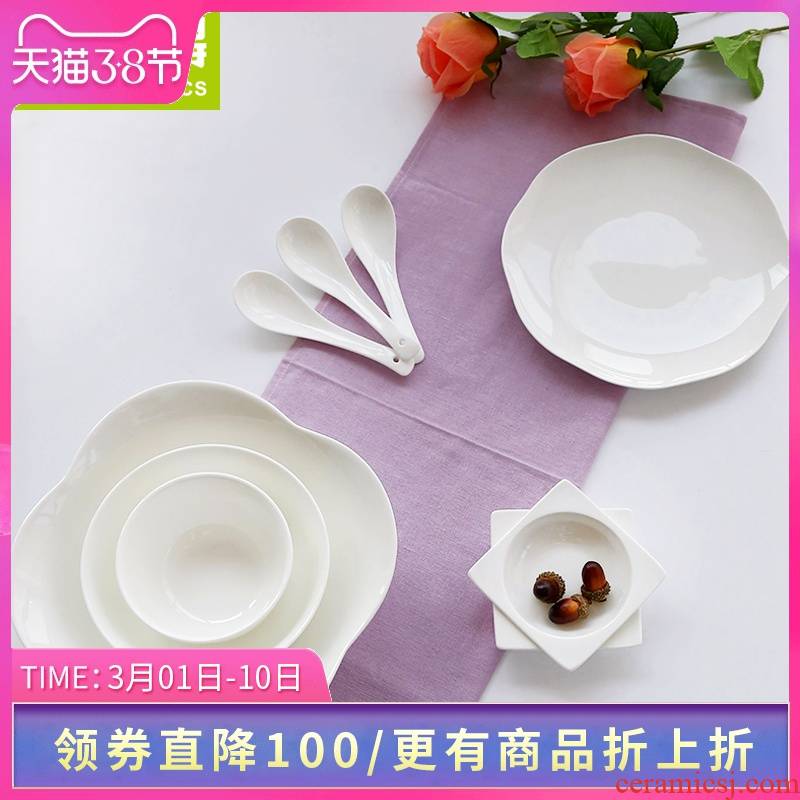 Think hk to pure white lace ipads porcelain tableware suit 28 Korean head home dishes suit tableware ceramic plate