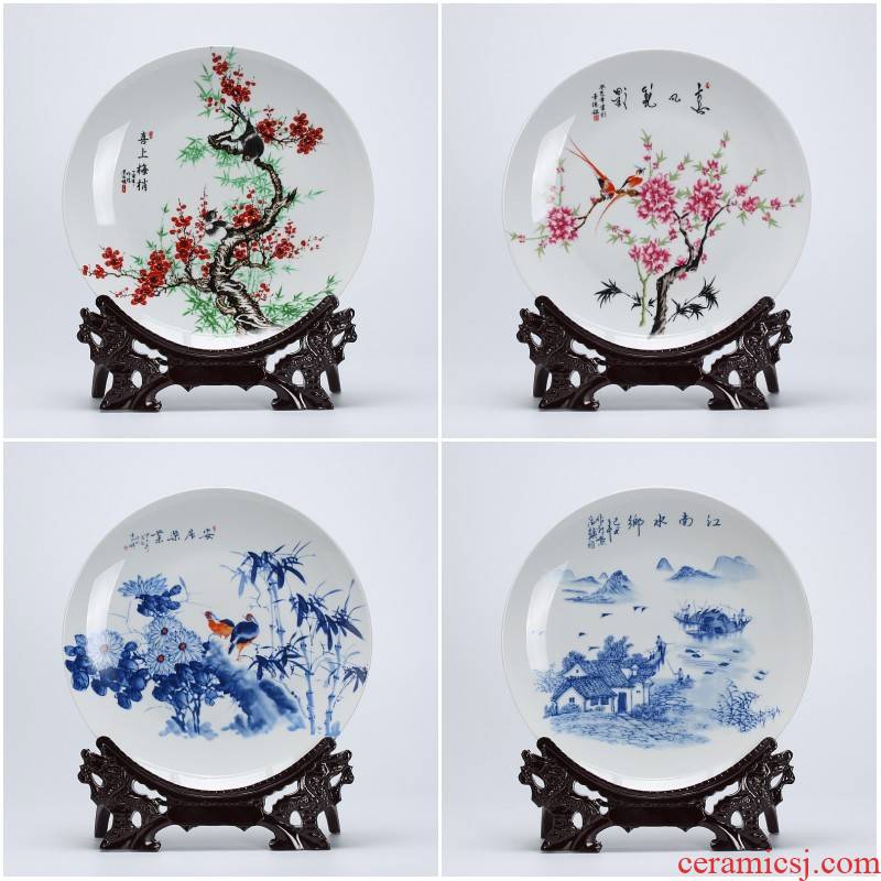 Jingdezhen porcelain home decoration plate of modern Chinese style adornment sits plate of TV ark, wine sitting room porch place