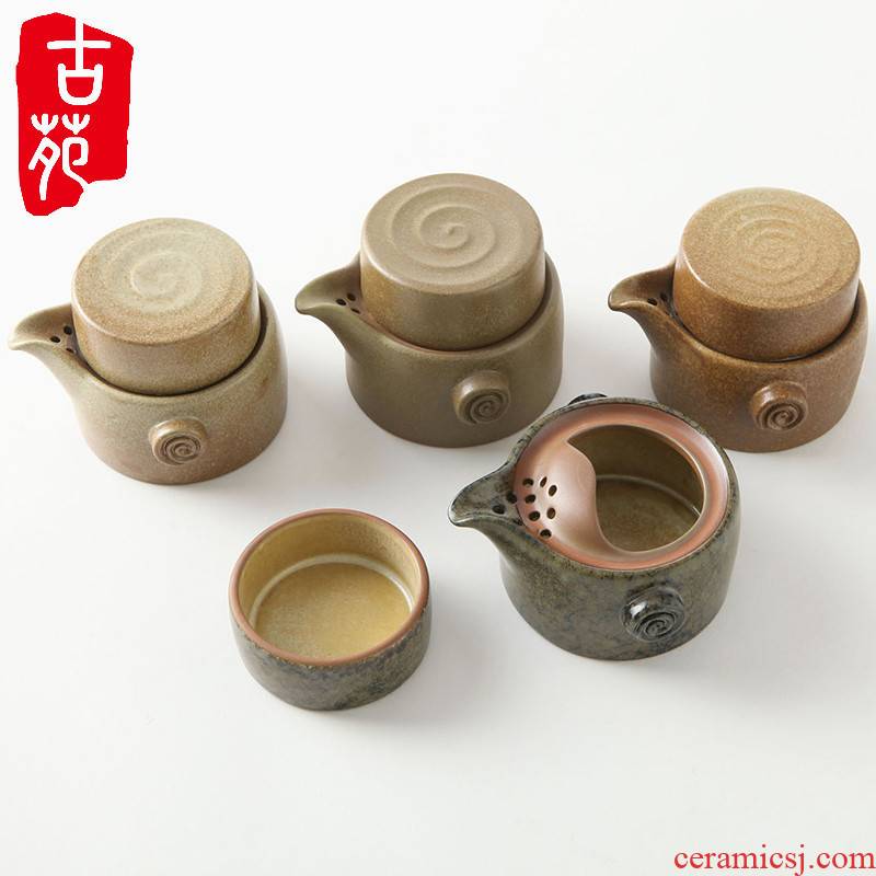 Ancient garden ceramic crack cup travel tea set suit portable violet arenaceous coarse now pot cup of up Japanese tea cups