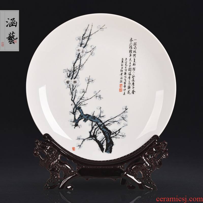 Jingdezhen ceramics by patterns decorative hanging dish by dish sitting room of the new Chinese style household adornment handicraft furnishing articles