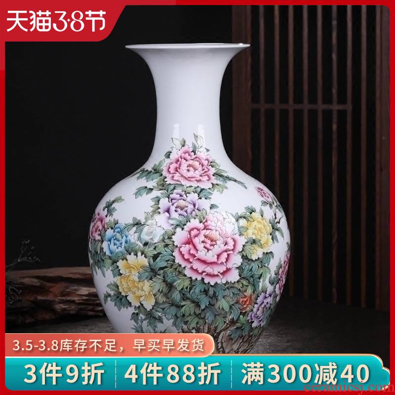 Jingdezhen ceramics vase masters hand made peony a large bottle of new Chinese style living room decoration housewarming furnishing articles