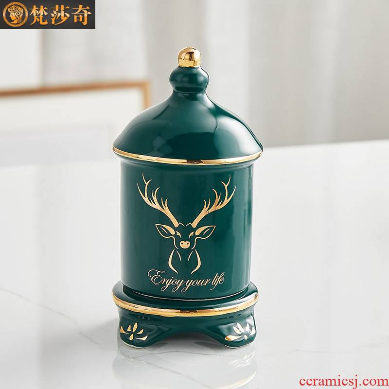 Toothpicks extinguishers creative household table sitting room place the Nordic high - end home decoration cotton toothpick box of ceramic hotel