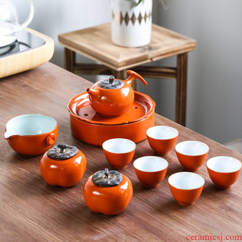 Persimmon things the best kung fu tea set portable travel to receive a tureen crack a pot of justice cup fourth ceramic package