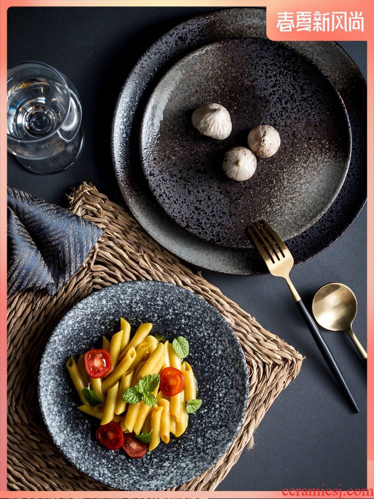 The Korean ceramic disc plate beefsteak pasta dish breakfast dish dish restaurant hotel tableware plate for ltd. use