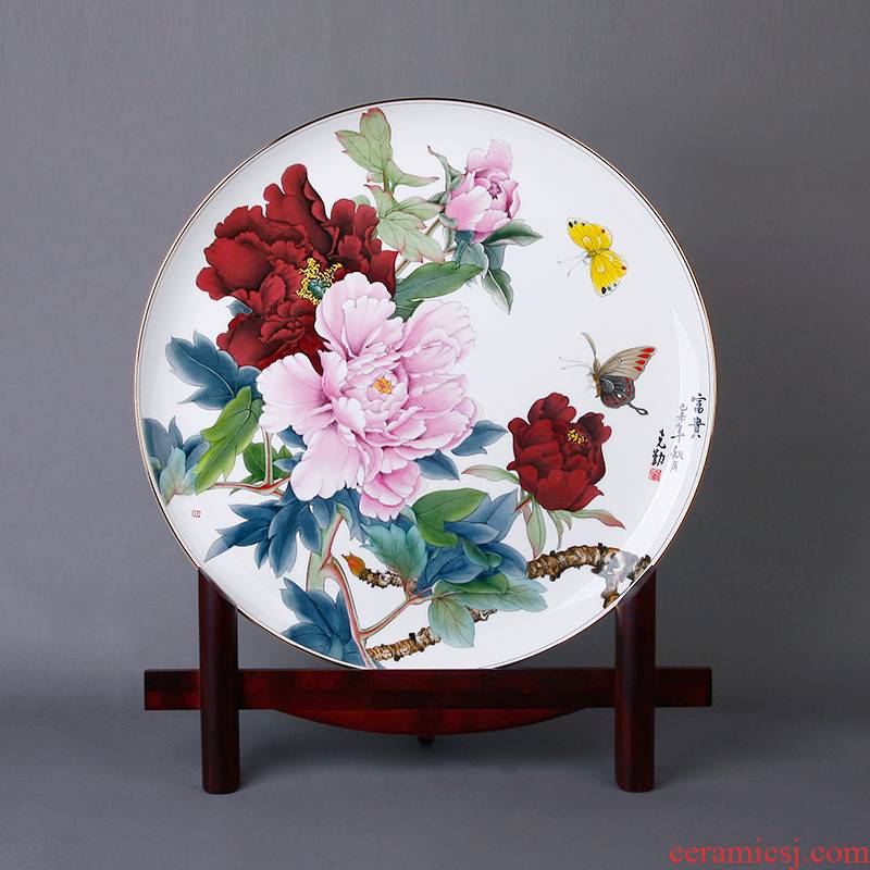 Hand draw the traditional Chinese painting exhibition of peony ipads porcelain dish sitting room decorate dish office dish plate wine porch place