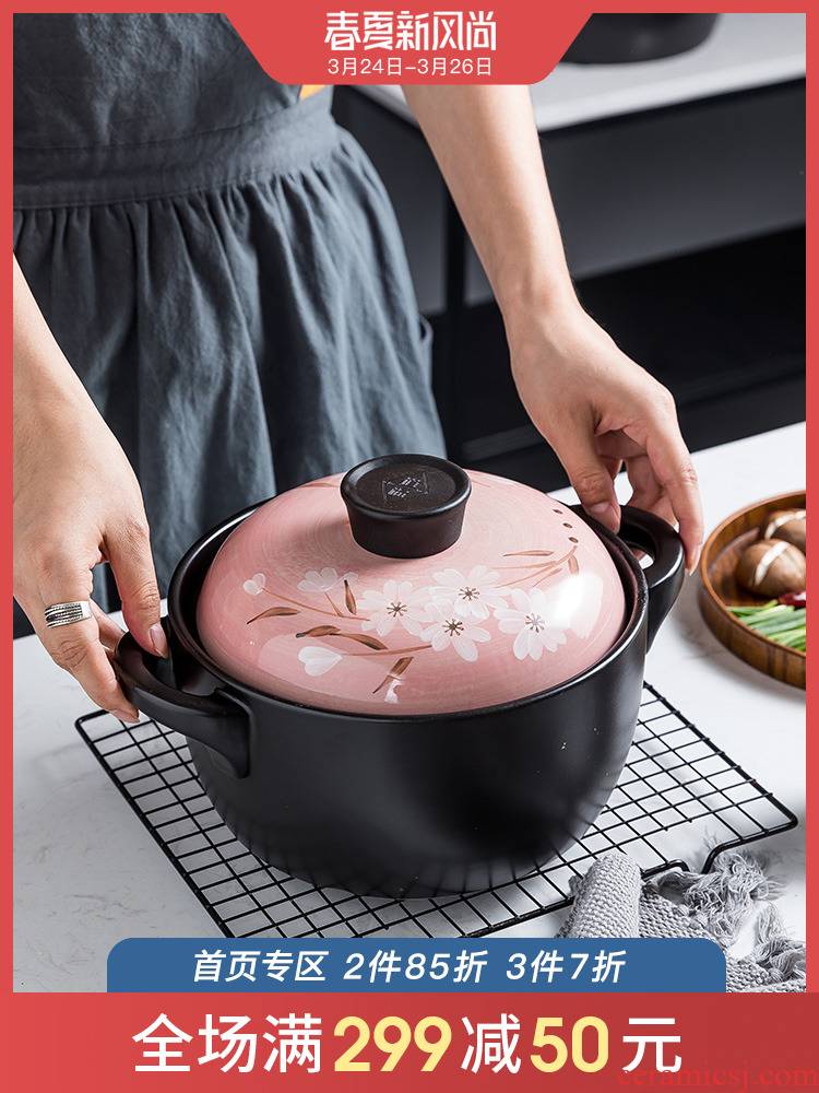 Casserole stew household gas gas buner soup Japanese small to hold to high temperature ceramic congee soup stewing pot is special