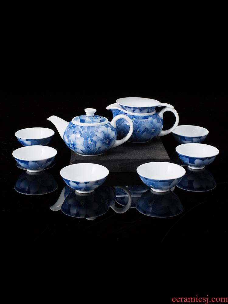 China red porcelain up, poly real (9 kung fu tea set liling hand - made porcelain ceramics tea teapot teacup