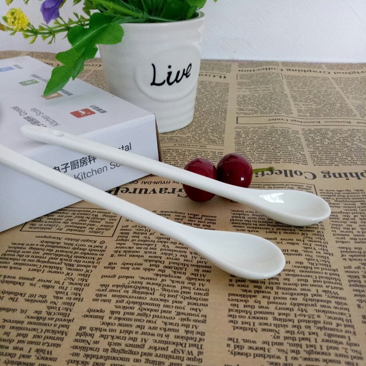 Ceramic spoon long handle large adult lovely home coffee spoon, spoon, long - handled spoon with 3 spoon stir bar cup