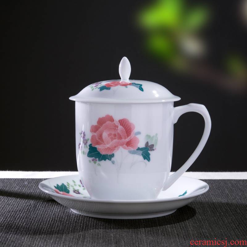 Thousand red up under the liling glaze colorful porcelain porcelain cup dish hibiscus flowers cup MAO era miss gift porcelain cups