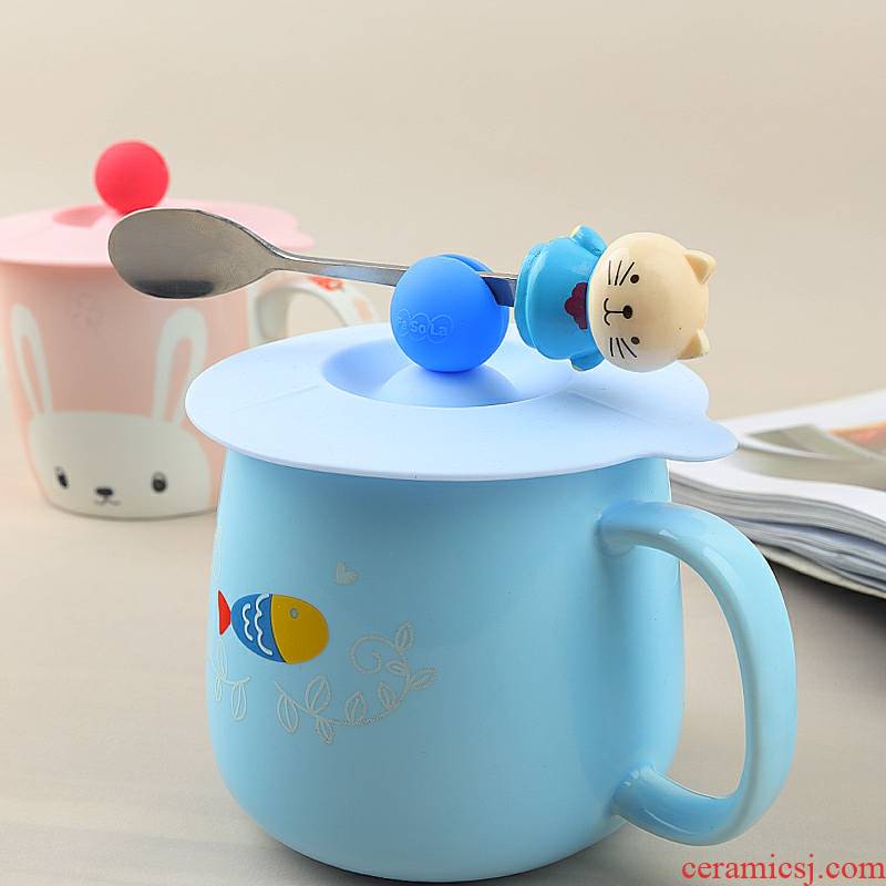 A Warm harbor lid silicone large - diameter spoon can be put on creative dust round glass ceramic keller coffee cup