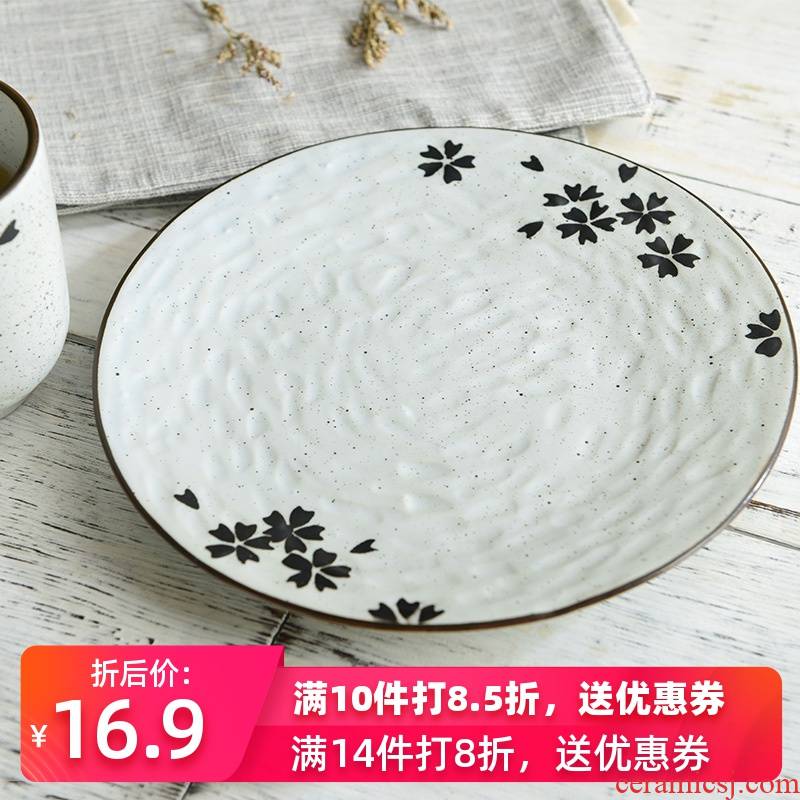 Three points to burn the new colored glaze ceramic tableware Japanese cuisine flat disc 7 inches of ipads plate snack dish cake plate