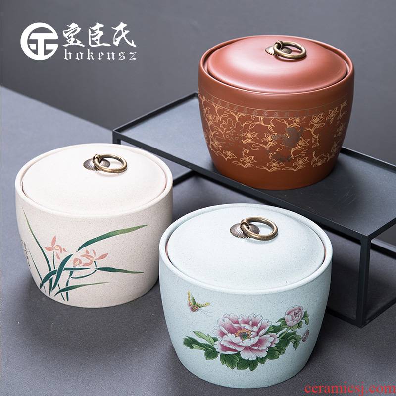 Treasure minister 's purple sand tea pot, coarse pottery seal storage tank ceramics pu' er tea accessories