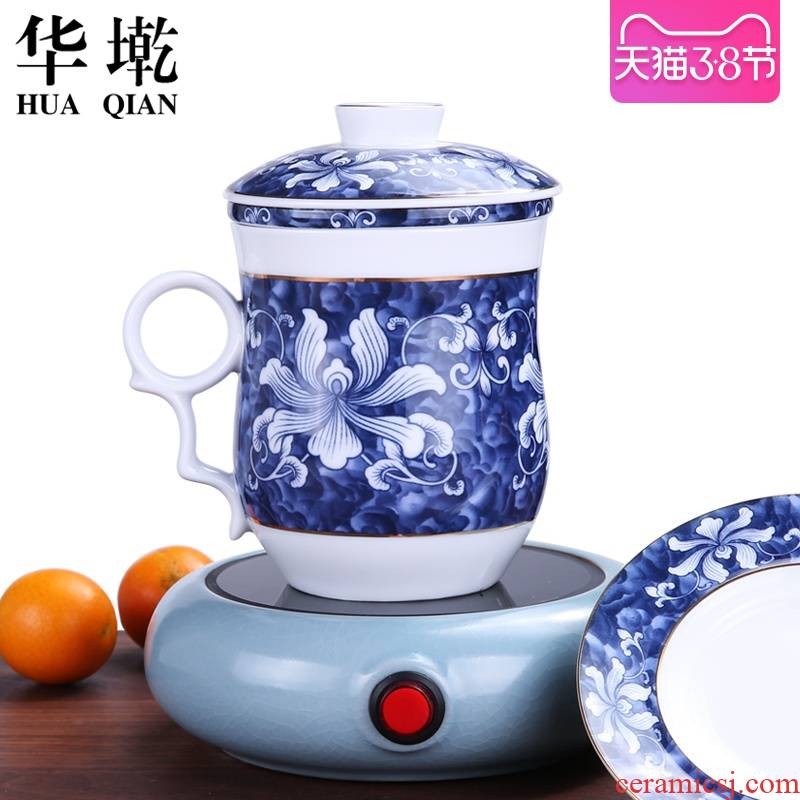 China Qian heat - resistant glass tea cup personal office cup with the ceramic filter tank safflower tea lovers cup