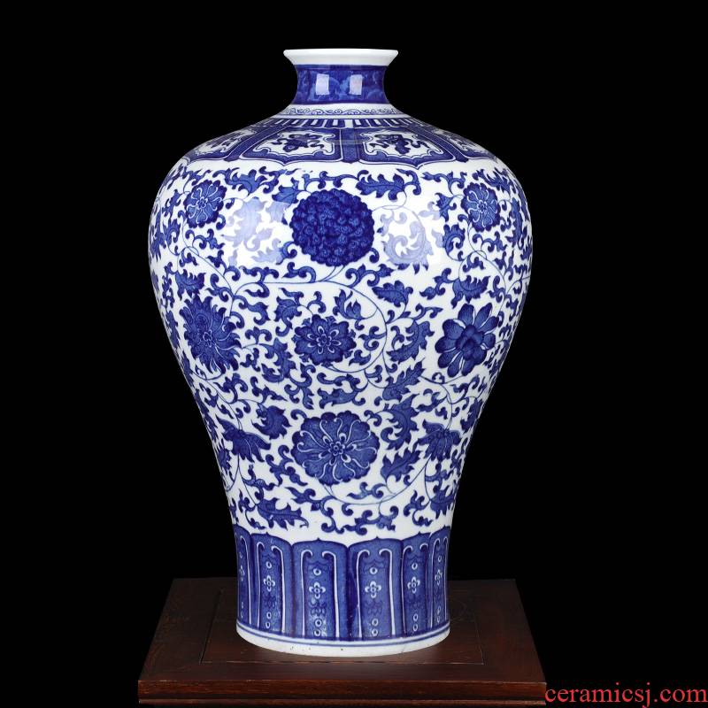 Jingdezhen ceramic phase of archaize sitting room of Chinese style household large blue and white porcelain vase does handicraft mei bottles of TV ark