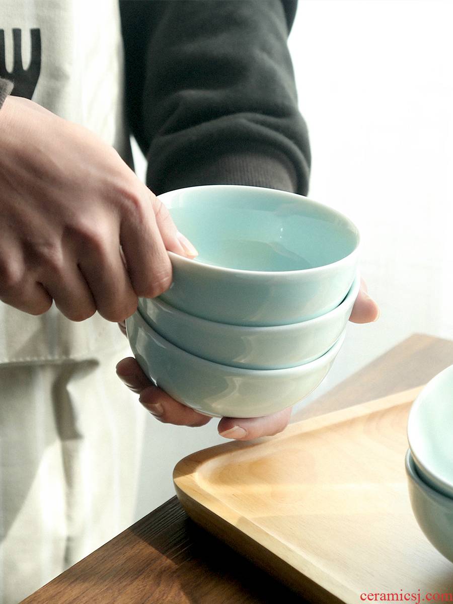 Ceramic bowl individual eat bowl longquan celadon small bowl of rice bowls oats Japanese tableware suit household in northern Europe