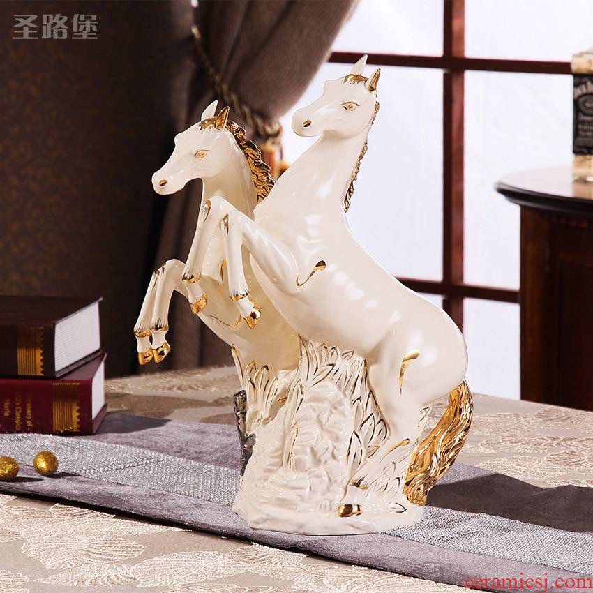 European living room decoration ideas horse ceramic zodiac ornament gift and office furnishing articles of Europe type move