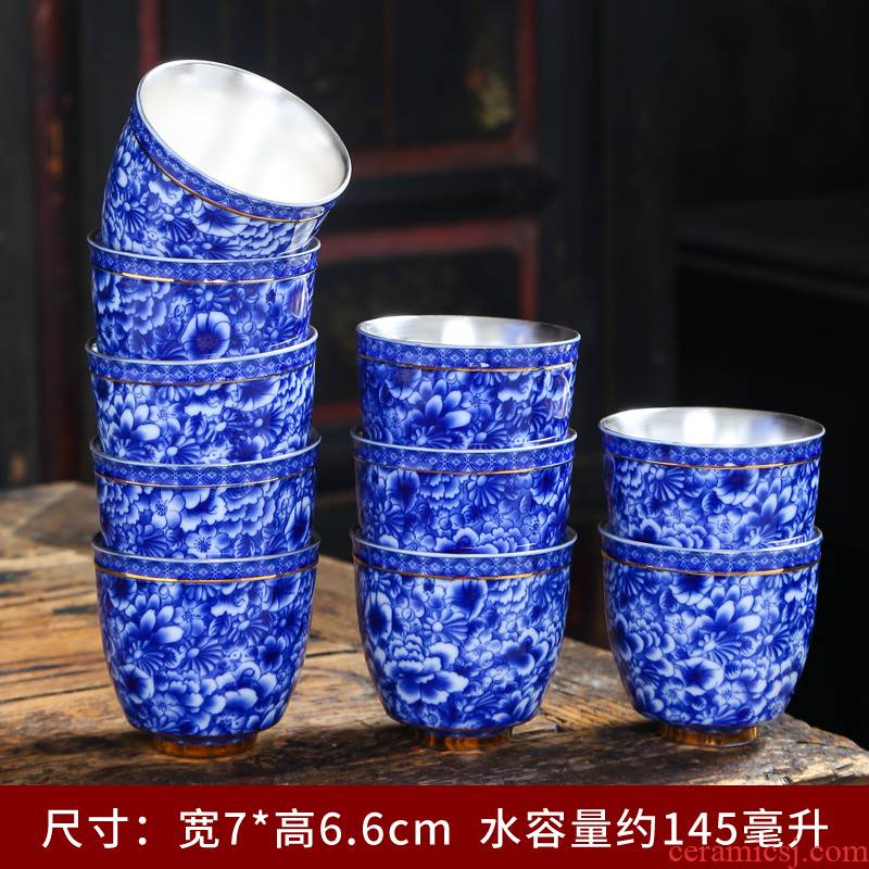 Blue and white porcelain cup Chinese style restoring ancient ways sample tea cup masters cup small bowl ceramic kung fu tea cup