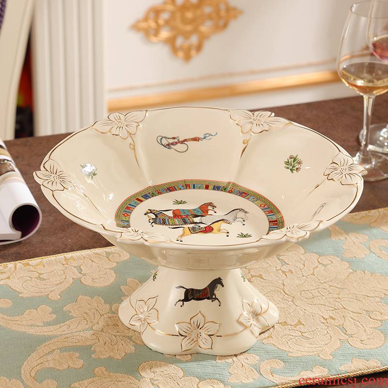 American creative ceramic fruit bowl European compote suit sitting room key-2 luxury decoration furnishing articles tea table