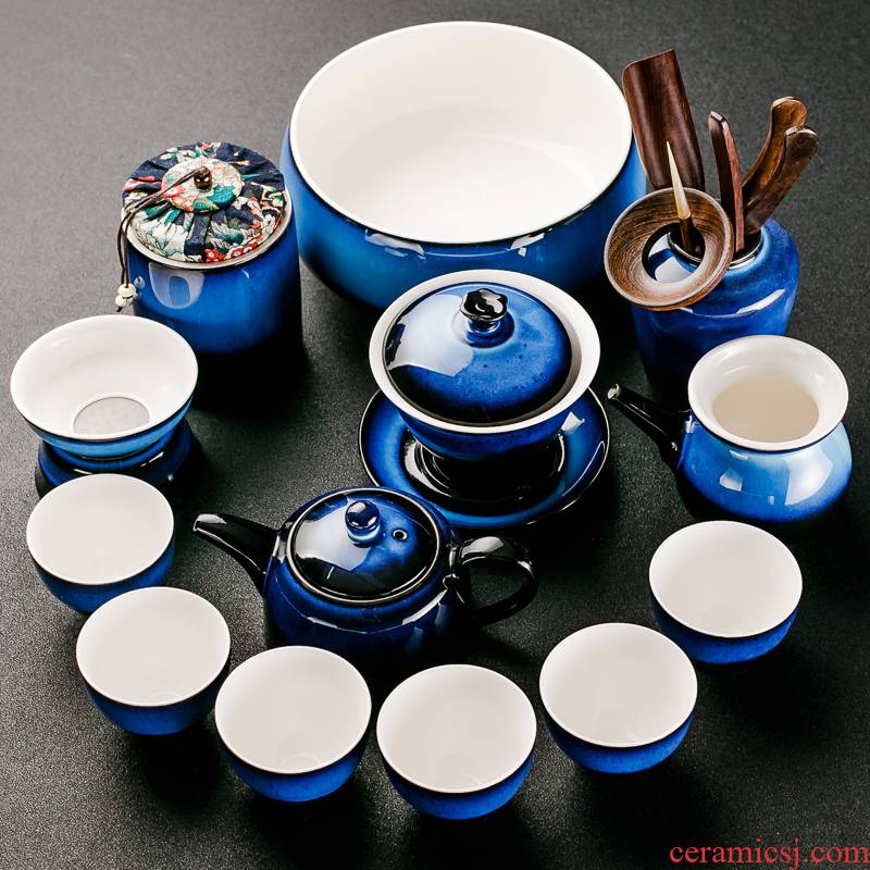 NiuRen kung fu tea set suit household up Japanese tea pot lid bowl masterpieces of a complete set of red glaze, ceramic tea cups