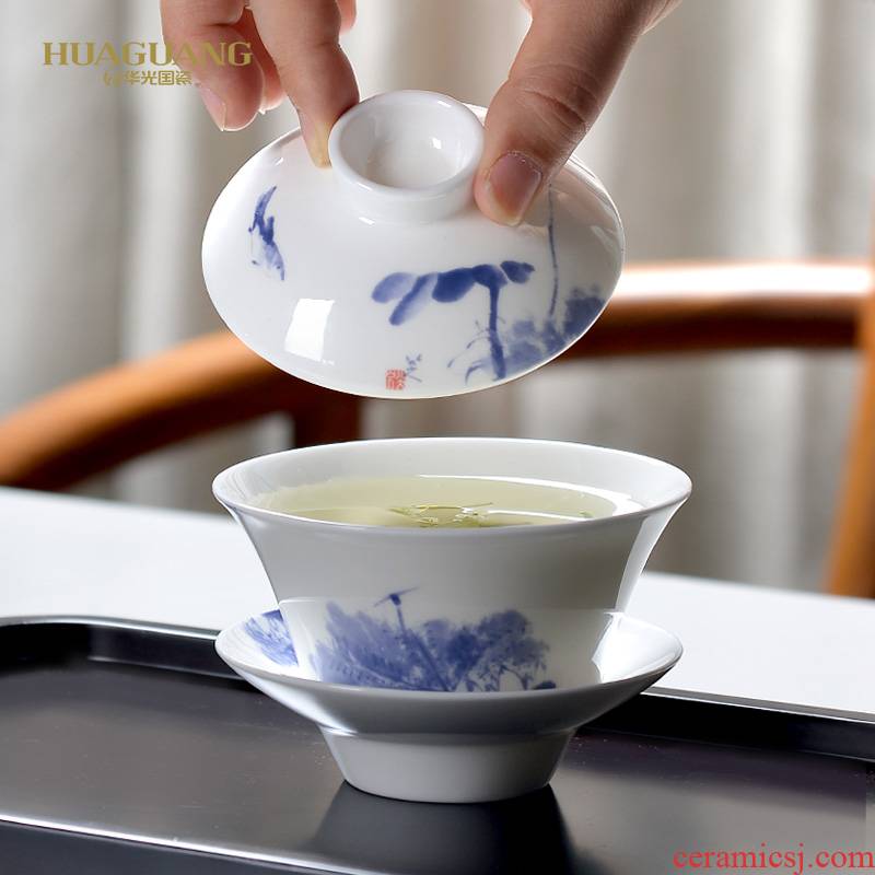 Uh guano three tureen only a single large ceramic tea tureen tea cups domestic anti hot ipads China tea bowl