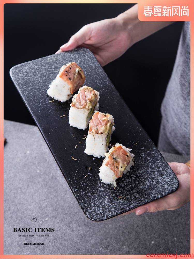Simple Japanese ceramic plate western - style food dish rectangular flat plate new ltd. sushi plate sashimi dish plate cake plate