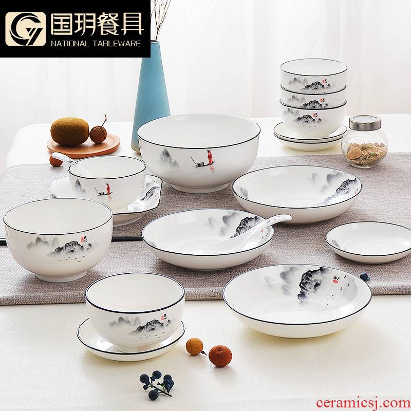 New Chinese style ceramic dishes suit household dishwasher - glazed in dinner suit creative meal dishes chopsticks combination