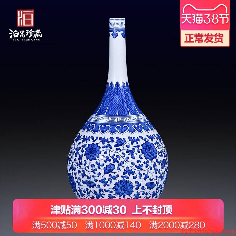 Jingdezhen ceramics archaize sitting room porch Chinese style household adornment bedroom table of blue and white porcelain vase furnishing articles