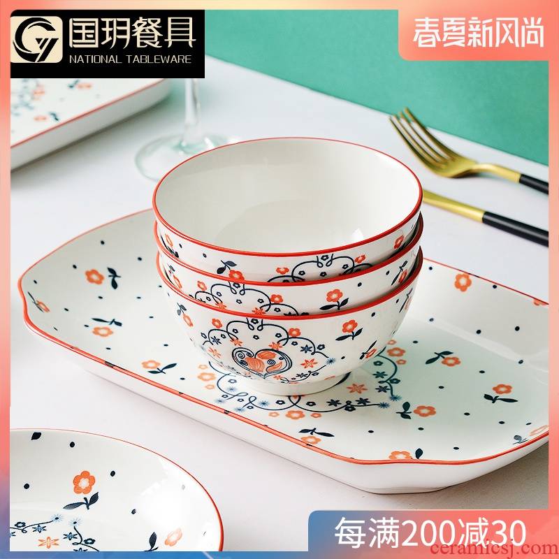 Glair pottery and porcelain tableware home dinner dishes simple dishes to suit the new Japanese tableware dish bowl sets