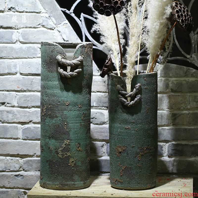 Jingdezhen ceramic coarse pottery vases, flower receptacle sitting room courtyard mansion study porch place handicraft ornament