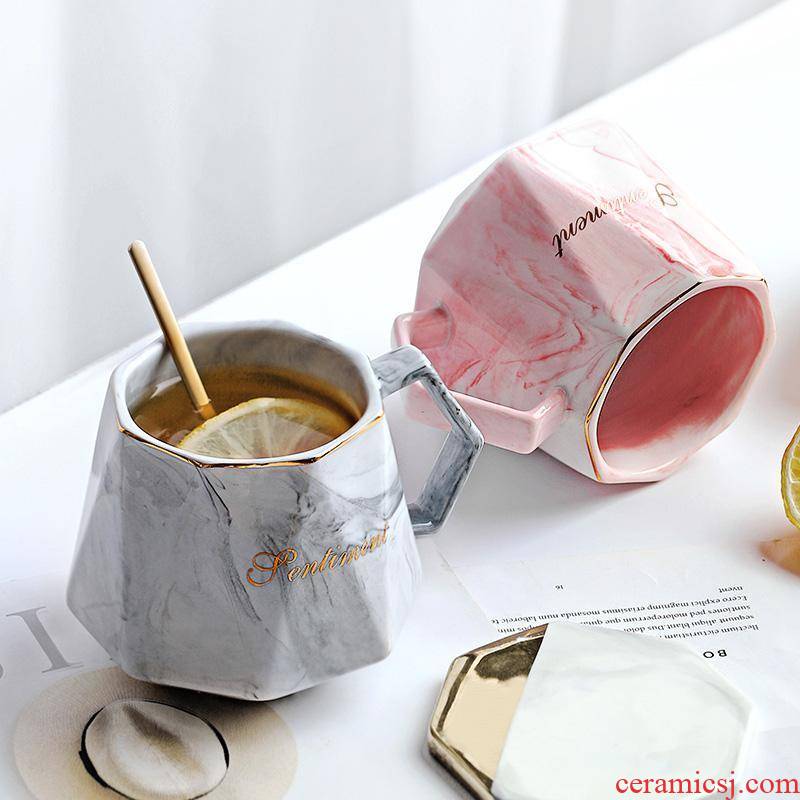 European household ceramic coffee cup contracted mark cup han edition, lovely schoolgirl ins breakfast cup high appearance level