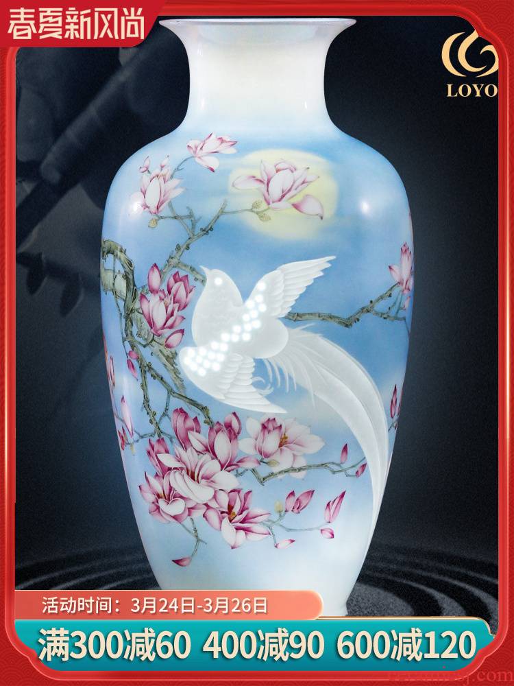 Jingdezhen ceramic furnishing articles hand - made vases, flower arranging new Chinese style household living room TV cabinet decoration handicraft furnishing articles