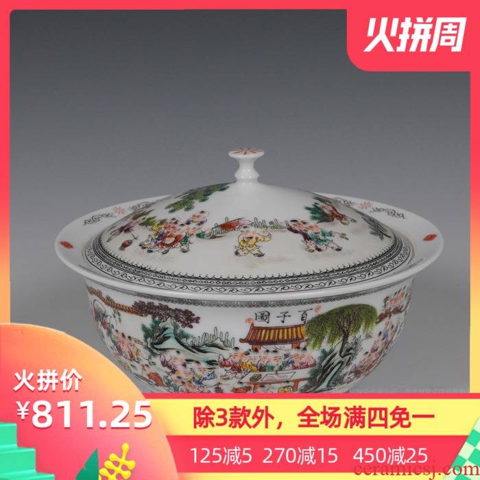 Jingdezhen ceramics tureen hand - made pastel Wang Rongjuan master of the ancient philosophers, Zhang Bingxiang hundred aspen parlance checking porcelain