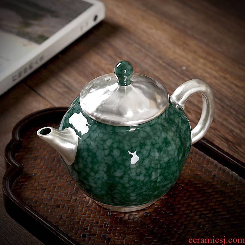 The teapot tea silver pot of manual coppering. As silver sterling silver 999 ceramic tea set The teapot kung fu xi shi silver pot pot of The teapot