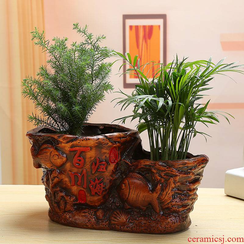 European extra large fortune ceramic banyan tree flower pot pot sitting room riches and honour auspicious ganoderma lucidum bonsai place flowerpot