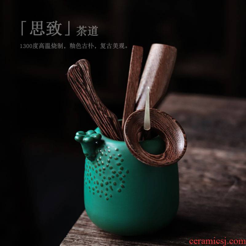 ShangYan ceramic tea six gentleman ebony grain kung fu tea sets accessories ChaGa teaspoon of Japanese tea taking