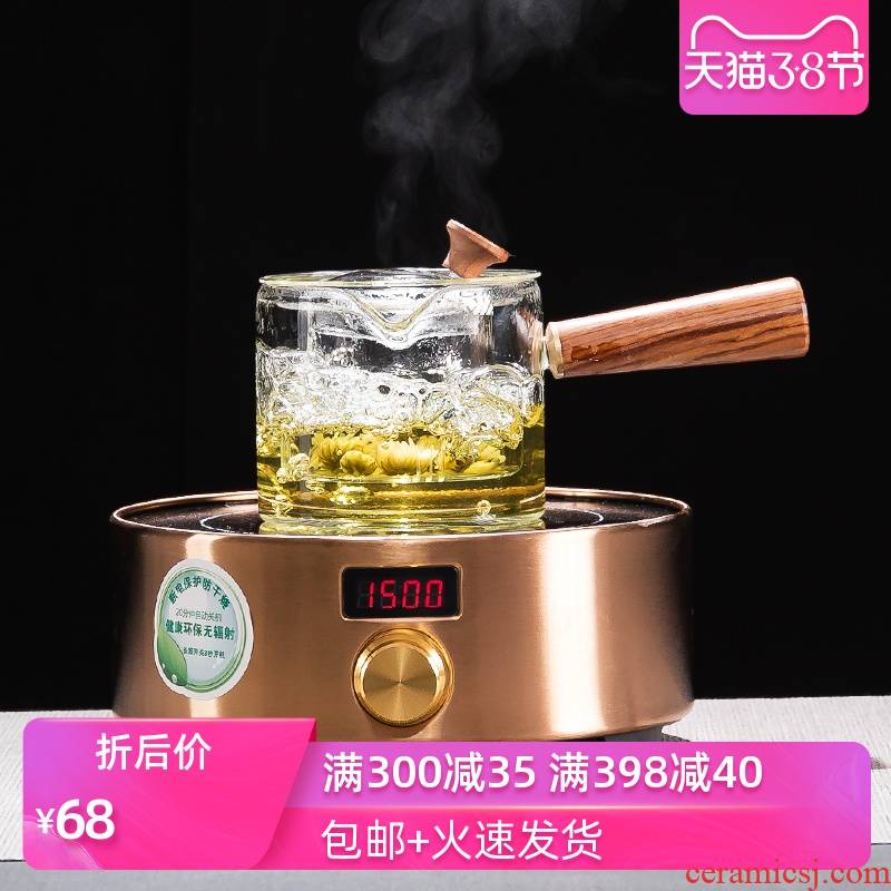 Poly real (heat - resistant glass tea pot sheng hand side spend cooked pot teapot high - temperature tea, tea sets electric TaoLu