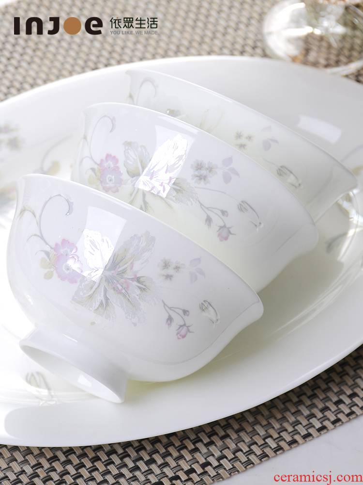Perfume lily free collocation with high - grade ipads China tableware Chinese dishes suit household ceramic bowl dish