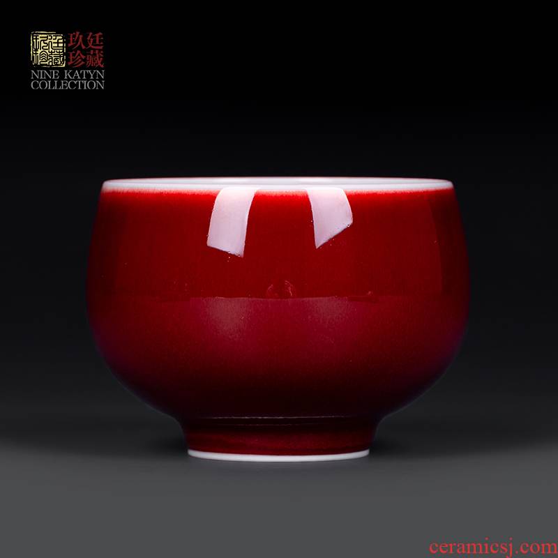 Nine red glaze of katyn lang up with master of jingdezhen ceramic kung fu tea set large cup ruby red glaze teacup personal single CPU