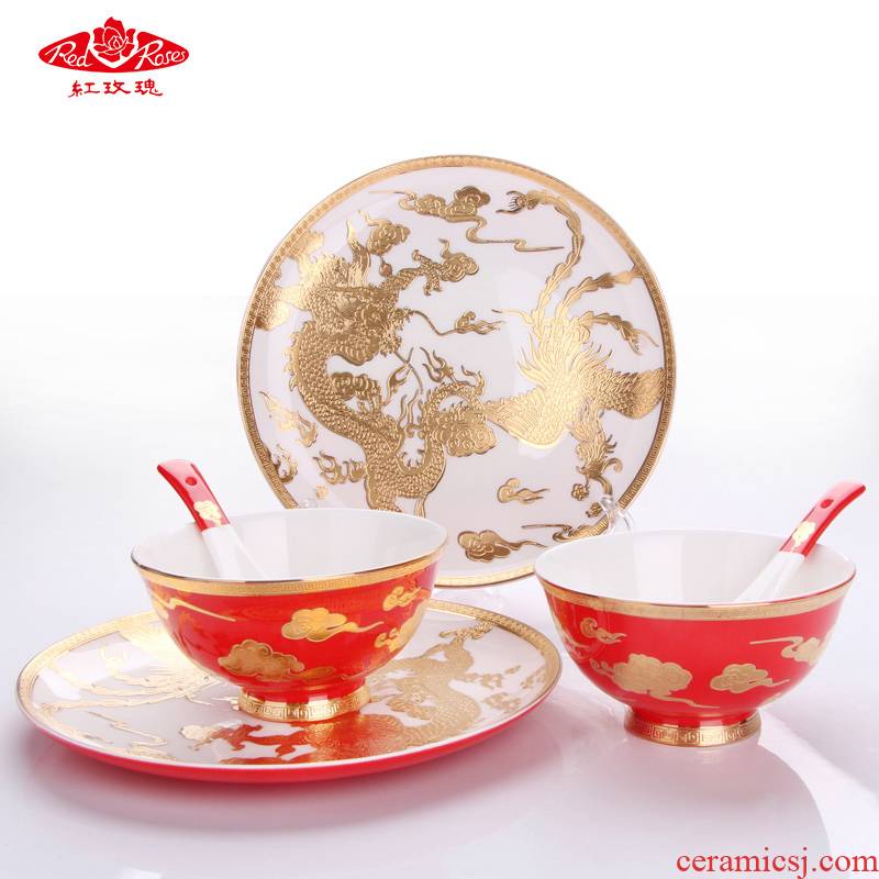 Tang Shanhong rose lead - free ipads China xi always wedding cups and saucers spoon tureen wedding festival Mid - Autumn festival dishes glaze