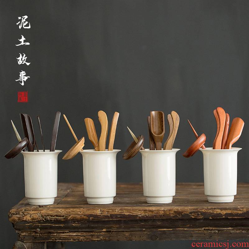 Earth story ceramic tea six gentleman kung fu tea accessories tea ChaGa lard white porcelain tea set