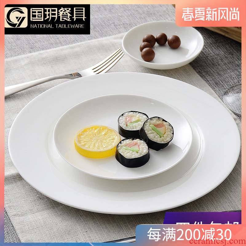 Tangshan ipads porcelain child creative dishes home round deep dish contracted pure Chinese cabbage dish soup plate round ceramic plate