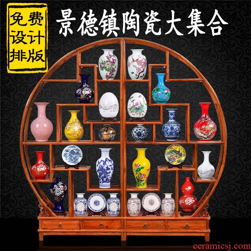 Jingdezhen ceramics floret bottle of new Chinese style home sitting room adornment of TV ark, wine rich ancient frame furnishing articles