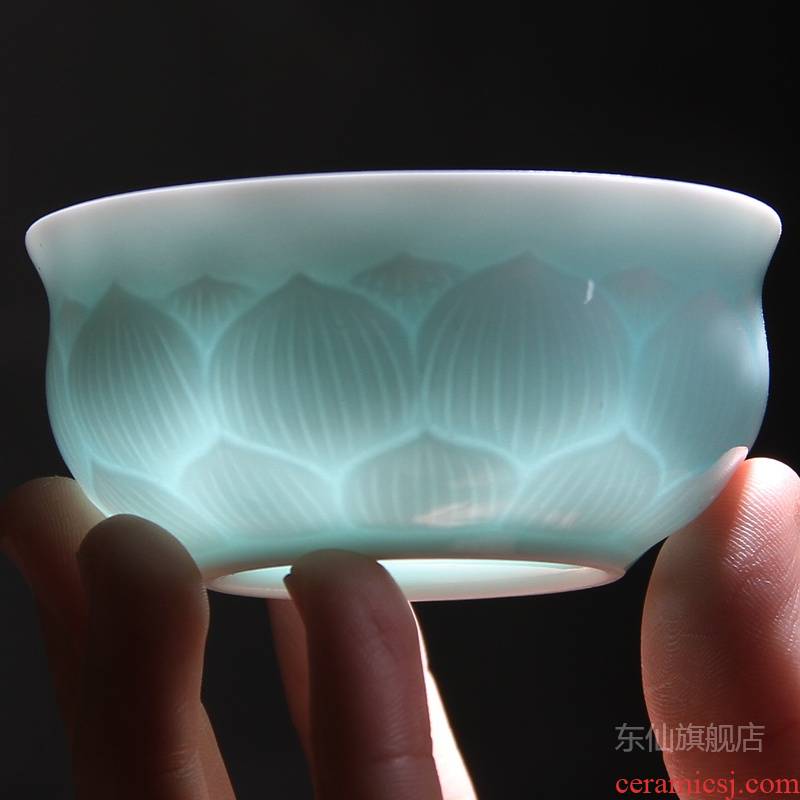 Buy enhance 【 a 】 longquan celadon shadow tsing kung fu tea cups ceramic tea cup master cup single cup sample tea cup
