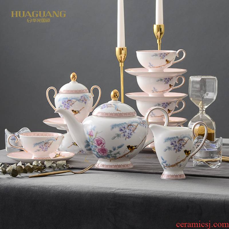Uh guano porcelain ceramic countries riches and honor peony tea cafes coffee suit ipads China tea coffee set Chinese wind
