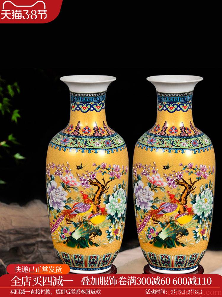 Jingdezhen ceramics dried flowers of large vases, flower arranging high household TV ark, adornment is placed large living room