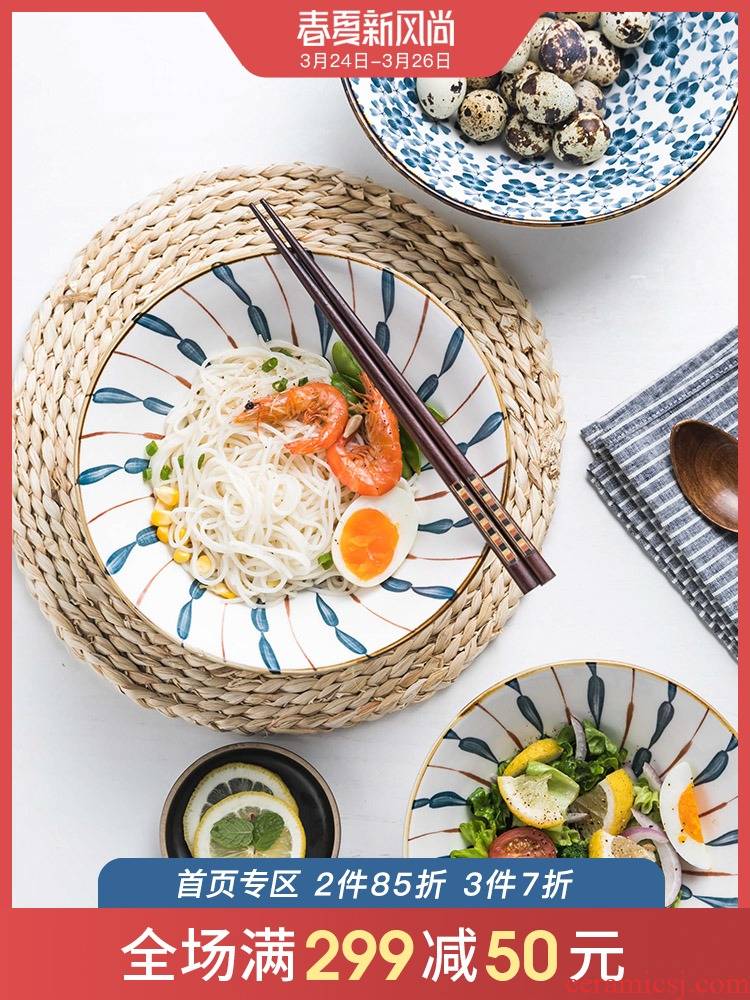 Japanese ceramics large soup bowl rainbow such always pull rainbow such use creative move noodles bowl of a single web celebrity ins household tableware