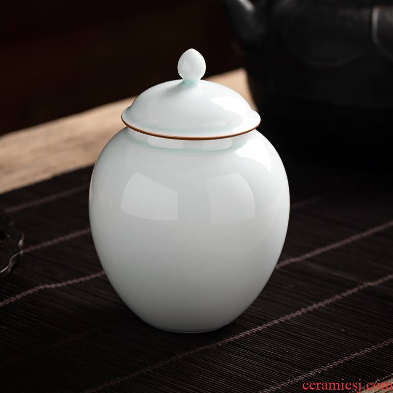 Clock home up ceramic tea pot small shadow green storage tanks of jingdezhen tea service manual sealing as cans household pu - erh tea pot