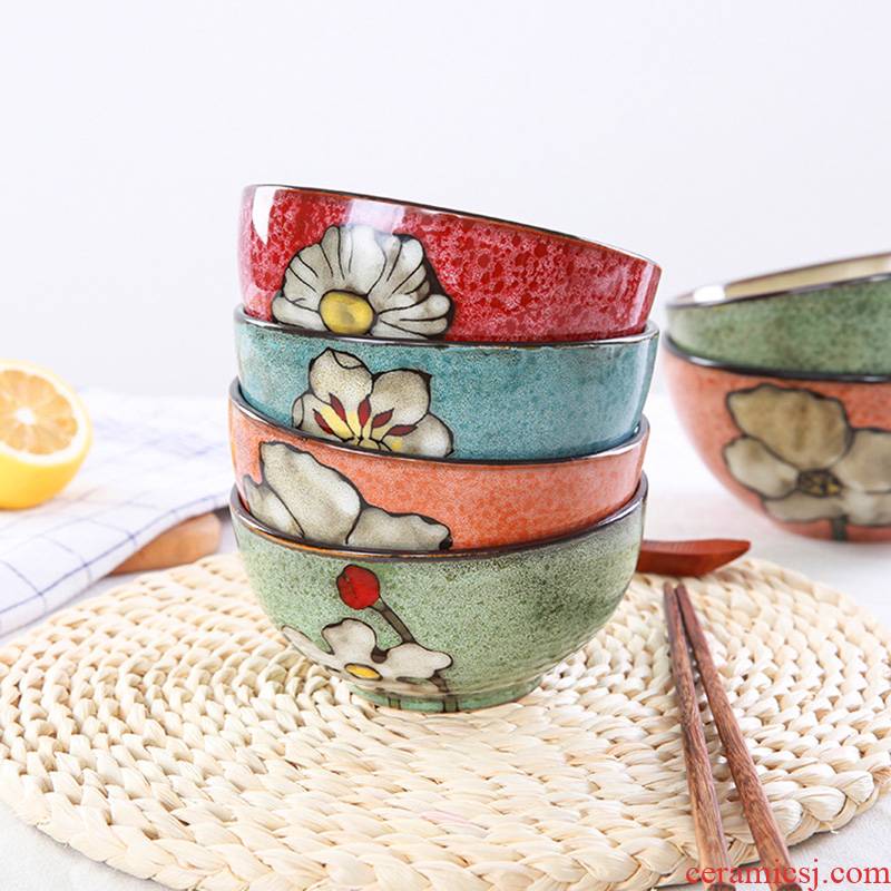 Yuquan dishes rice bowls a single large soup bowl rainbow such as bowl dishes household Korean hand - made ceramic tableware plate