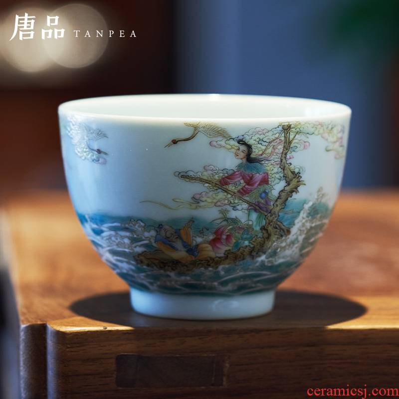 Pastel offer longevity figure sample tea cup cup personal Lord kung fu celebration gifts jingdezhen all checking ceramic heart single CPU