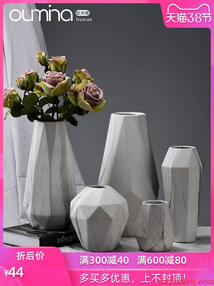 I and contracted marble ceramic flower implement furnishing articles creative home sitting room ground dried flowers flower arrangement table decorations